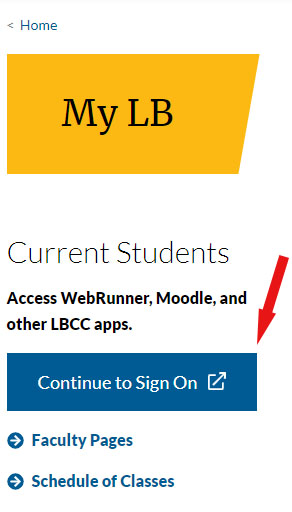 screenshot of MyLB launch page